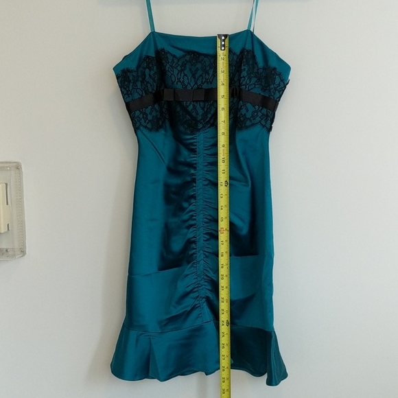 BCBG Dark Teal stretchy Strapless dress - Picture 2 of 8